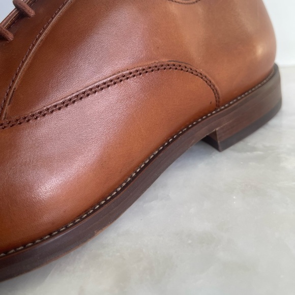 NORDSTROM MENS Emmett Plain Toe Leather Derby Shoes in Brown Ochre - Picture 6 of 11